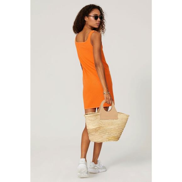 Victor Glemaud Peach Orange Wool Jersey Sleeveless Scoop Neck Mini Dress Size L - Picture 3 of 13